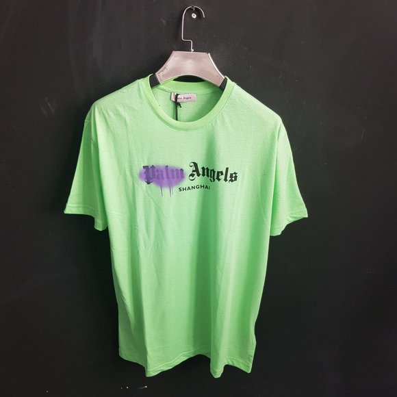 Palm Angels Logo Printed Neon Green Tee 